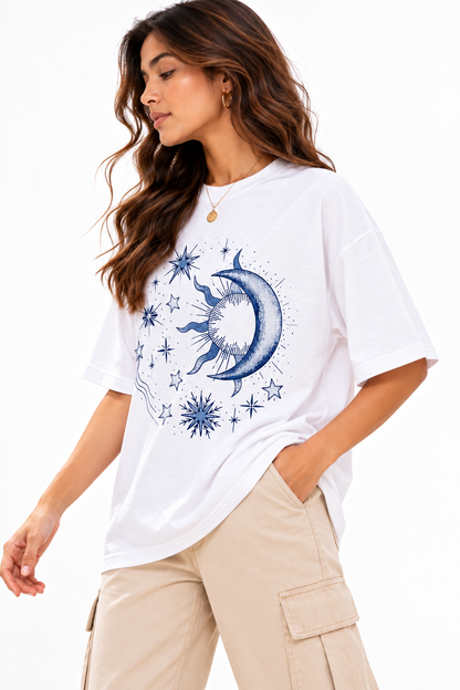Celestial Eclipse Oversized T-Shirt – White