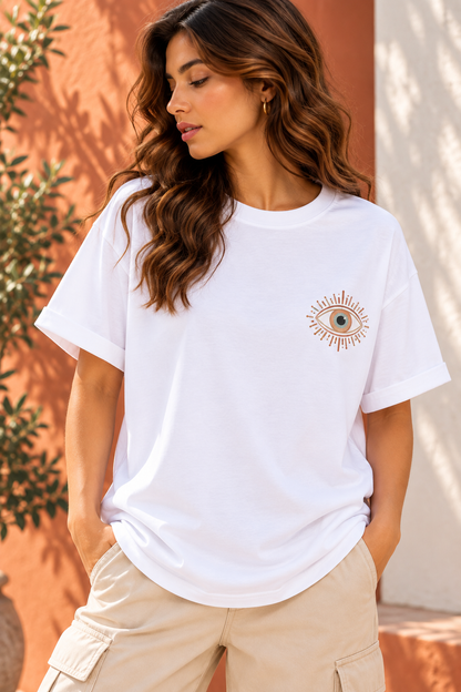 Trust Your Intuition Hamsa Oversized T-Shirt – White