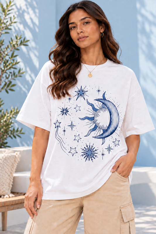 Celestial Eclipse Oversized T-Shirt – White