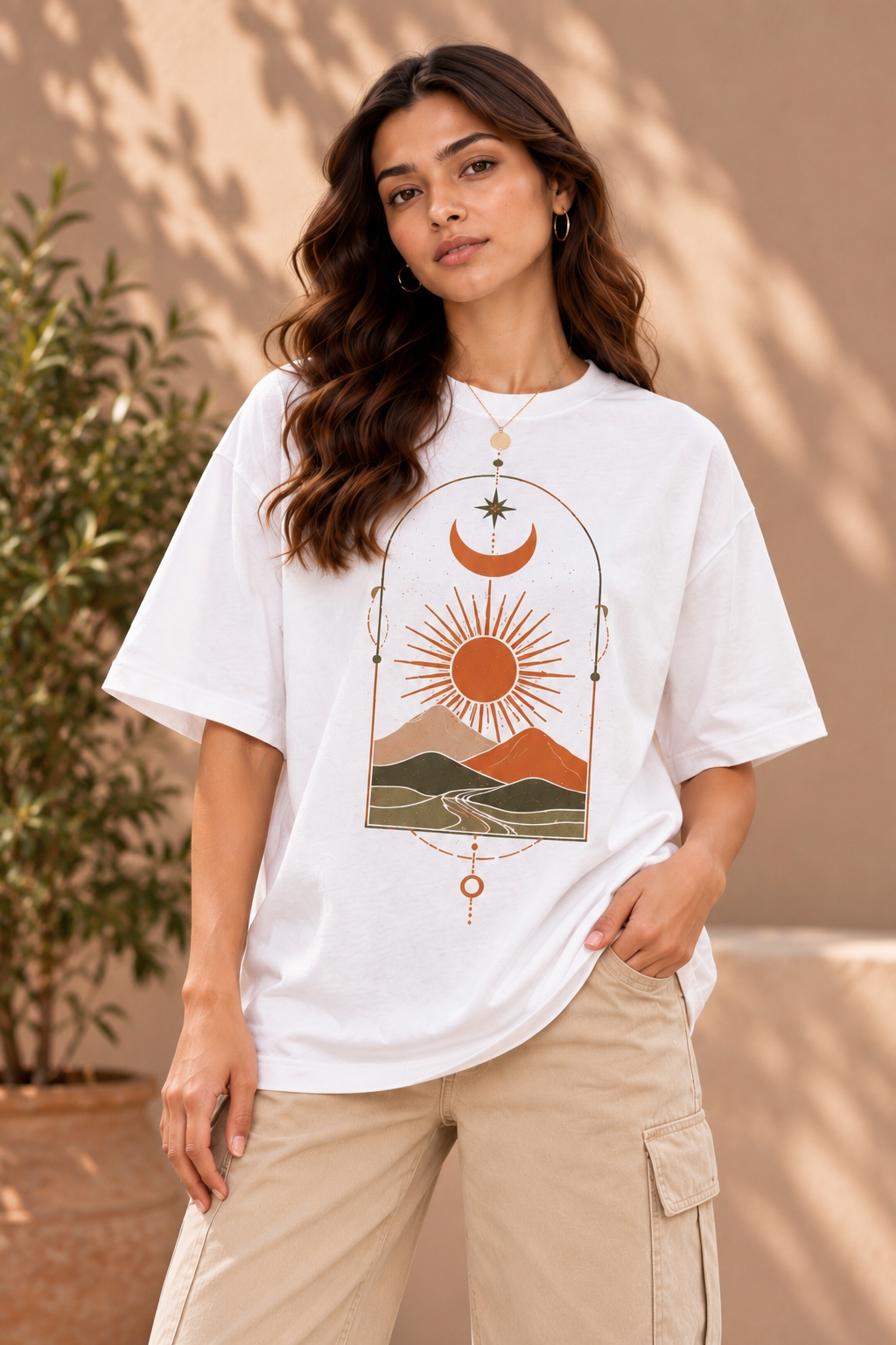 Celestial Horizon Oversized T-Shirt – White