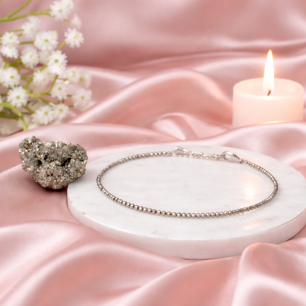 Mahalaxmi Raw Pyrite Anklet w/ Free Pyrite Stone — Invite Lakshmi’s Abundance, Every Step