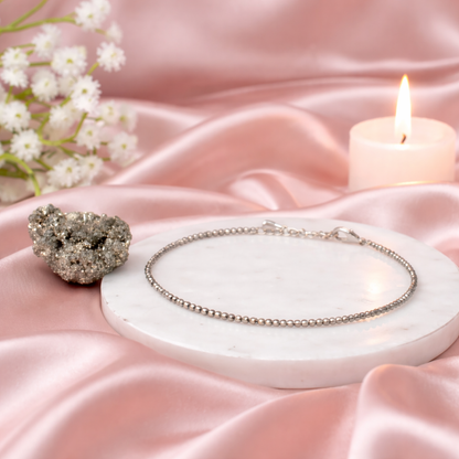 Mahalaxmi Raw Pyrite Anklet w/ Free Pyrite Stone — Invite Lakshmi’s Abundance, Every Step