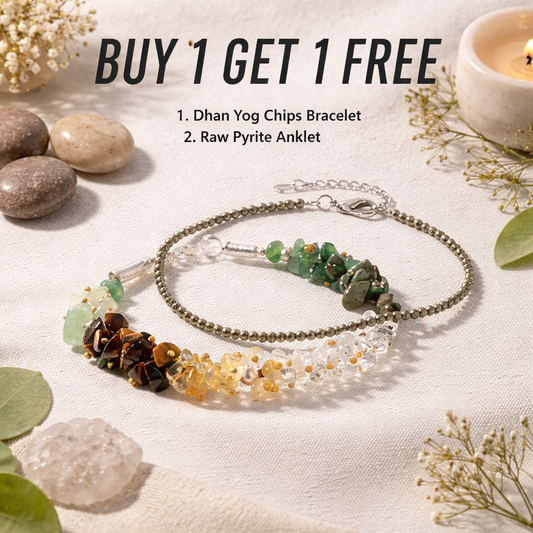 Combo - Dhan Yog Chips Bracelet + Free Pyrite Anklet