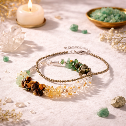 Combo - Dhan Yog Chips Bracelet + Free Pyrite Anklet