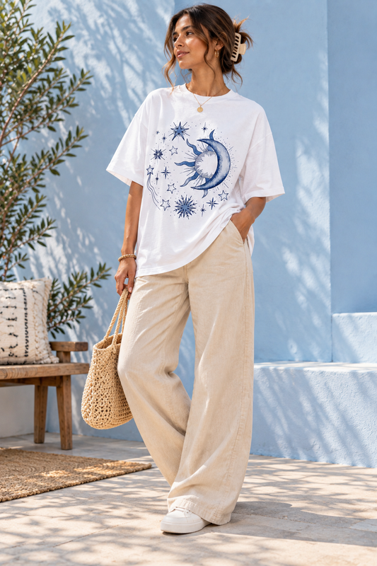 Celestial Eclipse Oversized T-Shirt – White