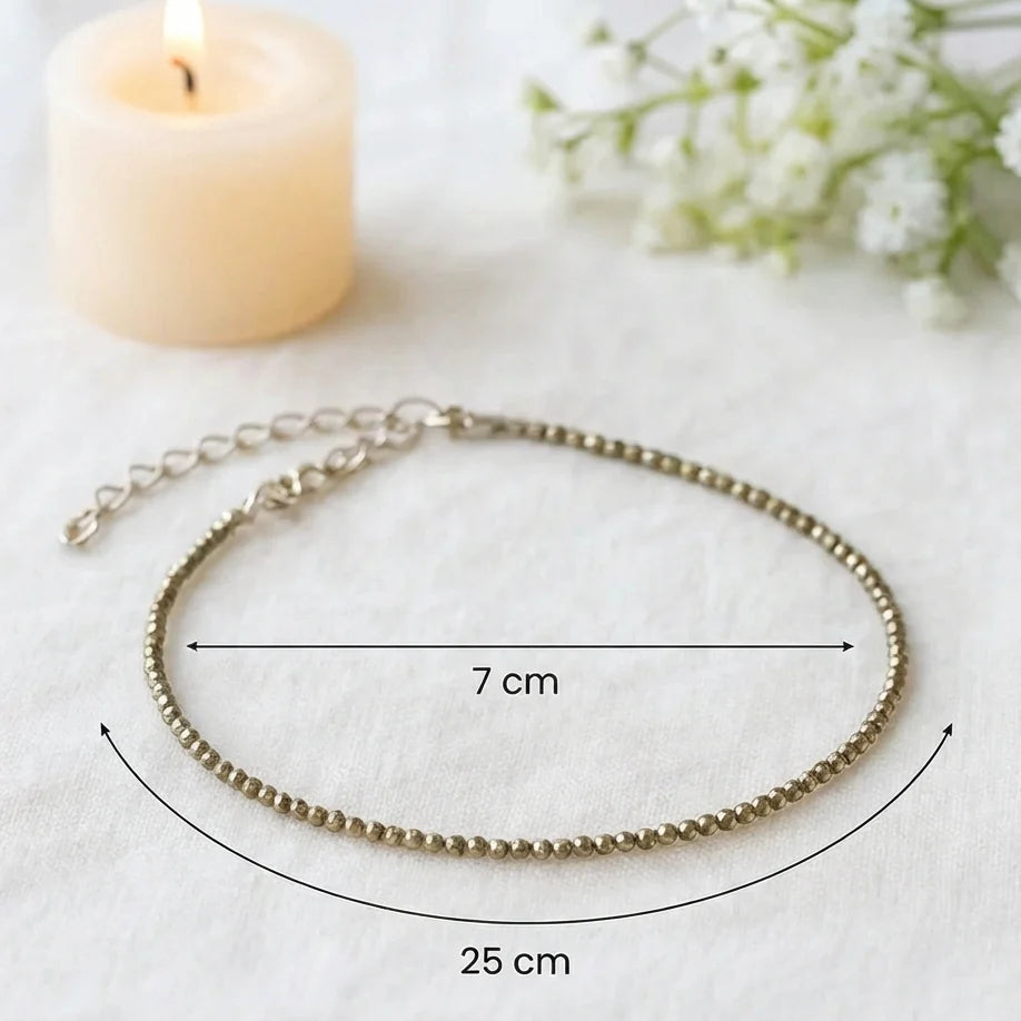 Raw Pyrite Anklet with FREE Selenite Plate