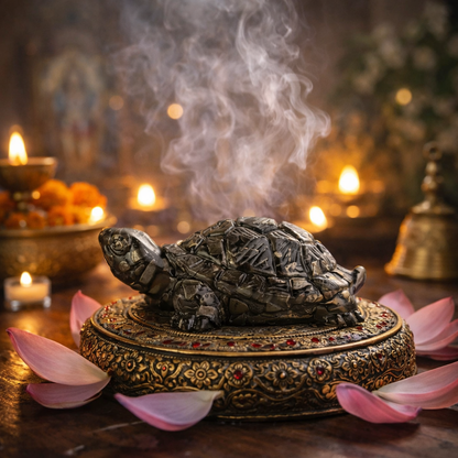 Dhan Raksha Pyrite Tortoise w/ Free Selenite Plate