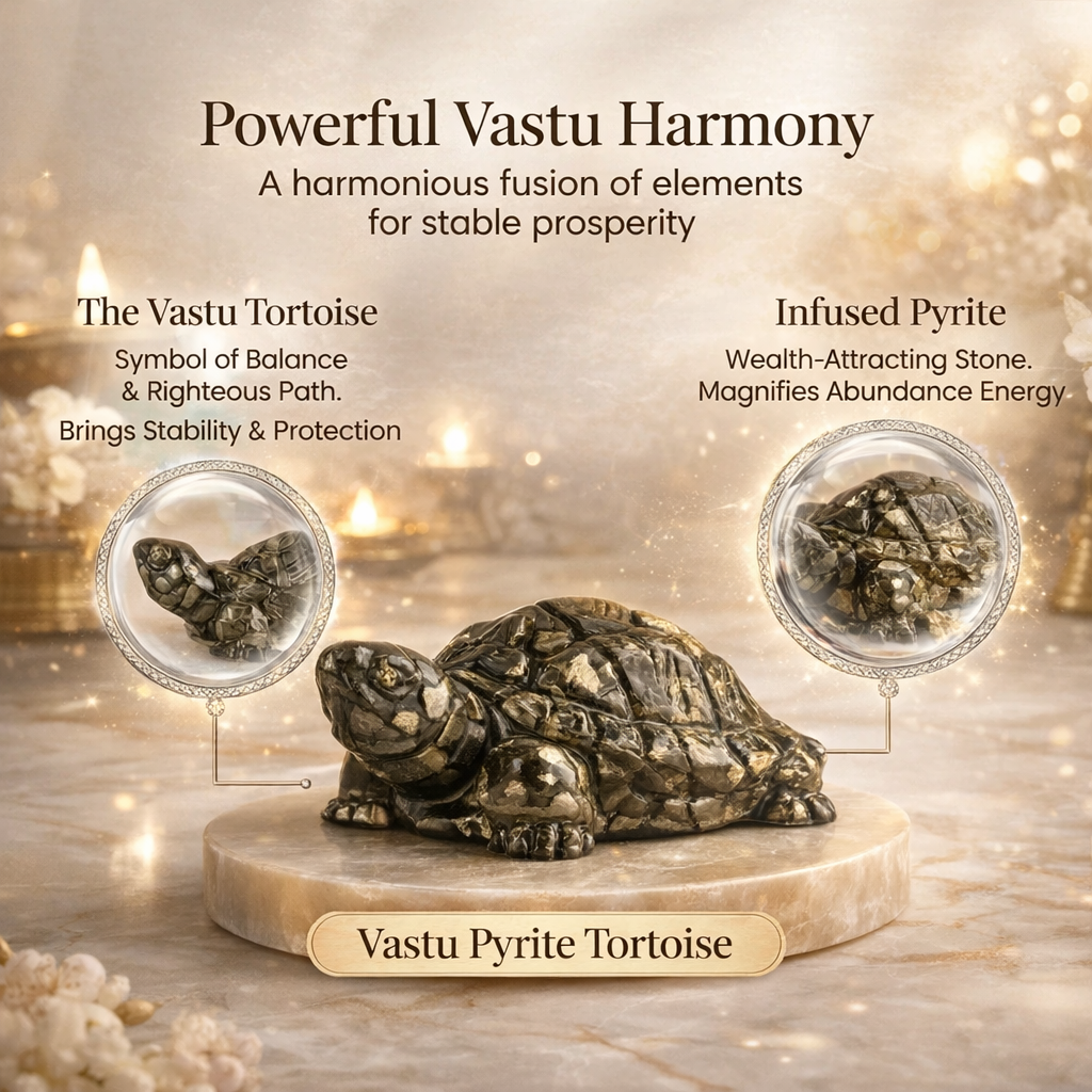 Dhan Raksha Pyrite Tortoise w/ Free Selenite Plate
