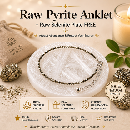 Raw Pyrite Anklet with FREE Selenite Plate
