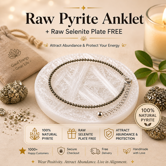 Raw Pyrite Anklet with FREE Selenite Plate