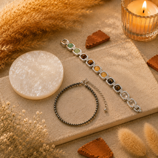 Full Wealth Kit – Bracelet + Anklet + Selenite Plate (Best Value Combo)