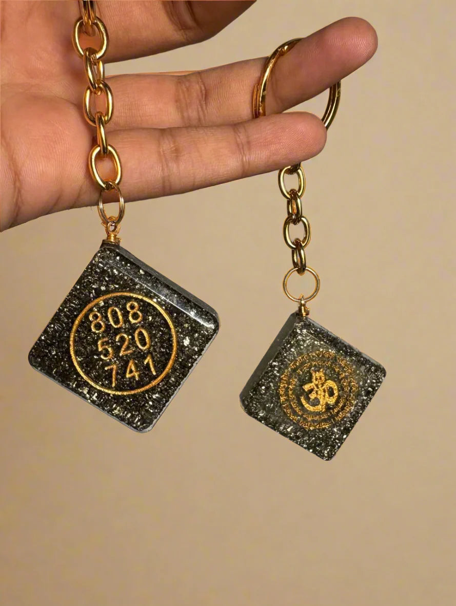 Raw Pyrite - Om Dhan Varsha Keychain